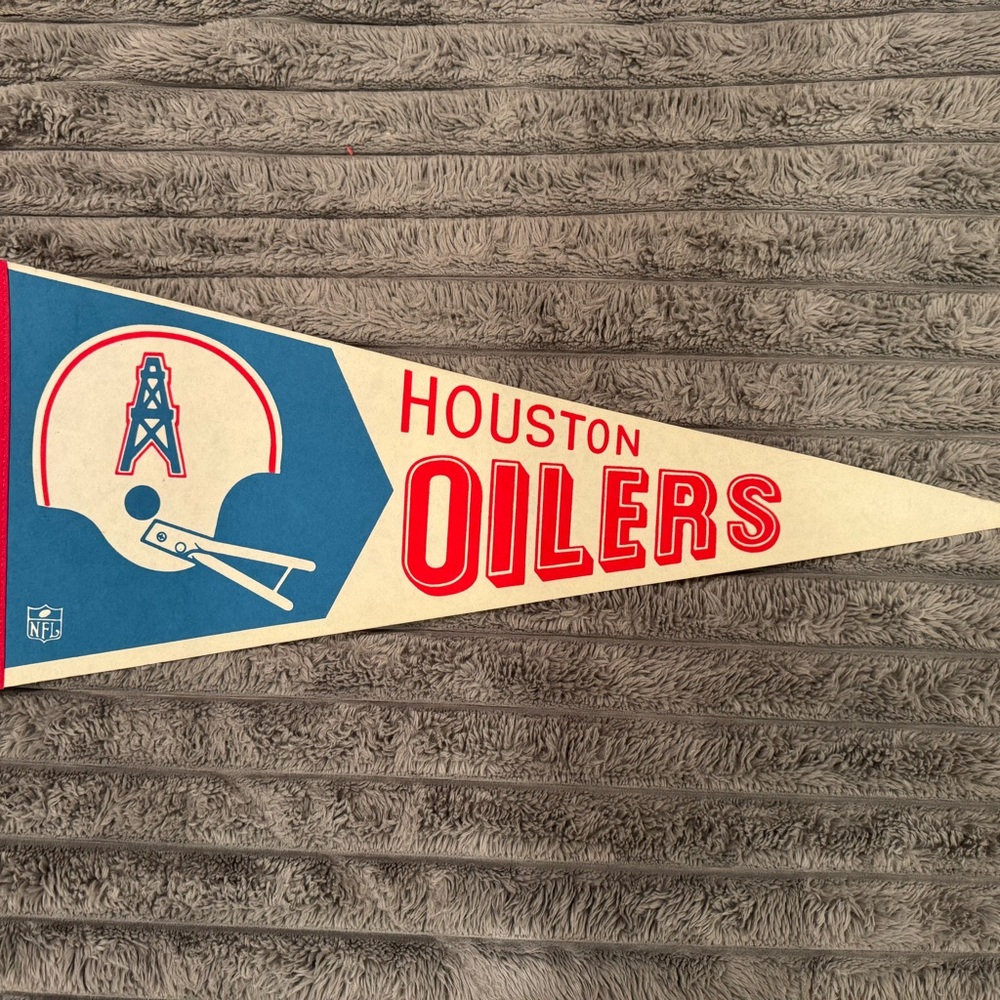 NFL Houston Oilers Blue and Red Pennant
